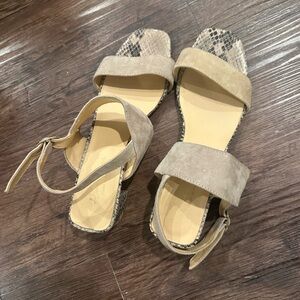 Women’s Beige Suede Ankle-Strap Sandals - Neutral